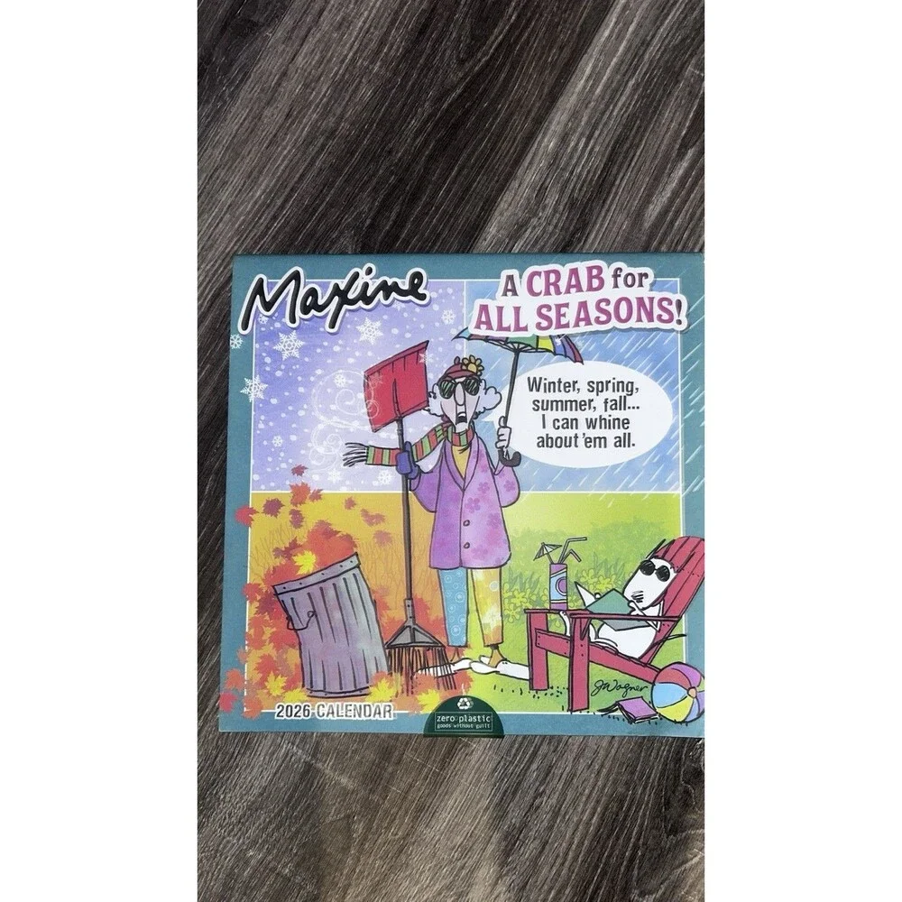 2026 Maxine Wall Calendar A Crab For All Seasons Comic 12”x12” Bright Colors